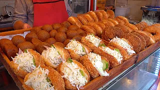 Crispy outside, Soft inside! Old-fashioned Vegetable Sandwiches Still Popular - Korean street food