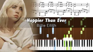 Billie Eilish - Happier Than Ever - Piano Tutorial with Sheet Music