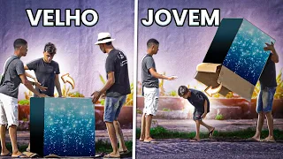 VENDENDO CAIXA MÁGICA NA RUA ( Entra velho, sai jovem)