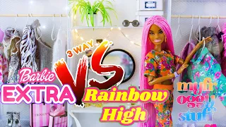 VERSUS: Barbie EXTRA vs Rainbow High vs DIY Doll Vanity and Closet Play Set
