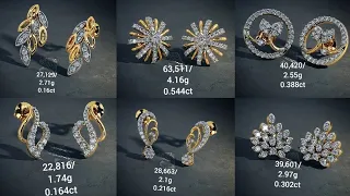 Beautiful gold diamond studs designs with weight and price