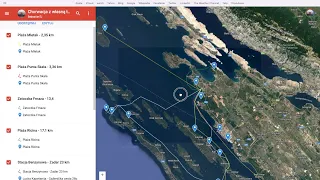 Nautyczna mapa punktów POI - Z własną łódką do Chorwacji - Plaże, Zatoczki, Wrak statku, Klify ...