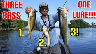 THIS ESCALATED QUICKLY!!! EPIC FISH CATCH - THREE BASS ON ONE CAST!!!