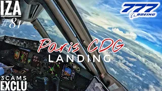 [EXCLU] B777 CDG 🇨🇵 Paris | LANDING ILS 09L | 3Cams Cockpit View 4K | ATC & Crew Communications