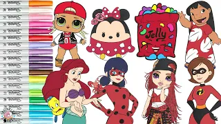 Coloring Book Compilation for Kids Miraculous Ladybug Disney Princess Lilo Shopkins Minnie Mouse