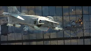 Harrier jet shooting up building scene, True Lies (1994)