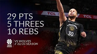 Stephen Curry 29 pts 5 threes 10 rebs vs Wolves 22/23 season