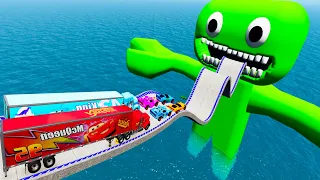 Garten of Banban Monster Vs Rainbow Friends Cars vs Truck Crossing  Deepwater- BeamNG.Drive