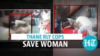 Watch: Railway cops save woman from rolling into platform gap in Thane