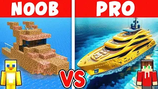 NOOB vs PRO: MODERN YACHT House Build Challenge in Minecraft