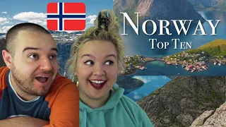 Top 10 Places To Visit In Norway | AMERICAN COUPLE REACTION