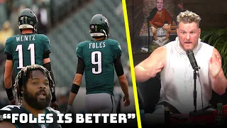 Pat McAfee Reacts To Michael Bennett saying Nick Foles Is Better Than Carson Wentz