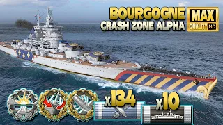 Battleship Bourgogne: MVP on map Crash Zone Alpha - World of Warships