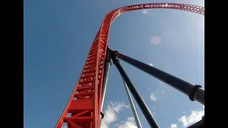 Red Fire Launched Coaster - Rare DOUBLE Rollback Front Seat POV - ViaSea Turkey