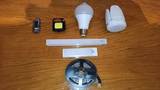 Огляд, тести світильників, ламп, ліхтарів з датчиком руху, світлодіодна стрічка 5в, USB тестер