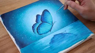 🦋Blue Butterfly of Hope | Step by step Acrylic Painting | Relaxing video #179