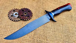 Forging an Bowie Knife from Recycled Car Gears Using the Ancient Technique of Wootz Steelmaking