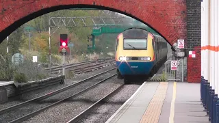 EMR VP185 HSTs 43073 & 43047 at speed passing Loughborough 17/10/20