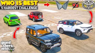 New Thar Vs Land Cruiser Vs Legender Vs Scorpio S11 Classic 🔥 5 HARDEST CHALLENGE 😱 GTA 5 MODS!