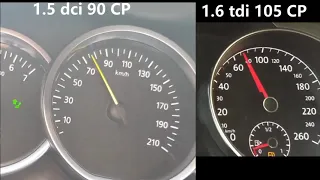 0-160 LOGAN 1.5 DCI 90 CP VS GOLF VII 1.6 TDI 105 CP