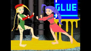 Cammy VS Rose vs Glue: Street Fighter Stuck [Barefoot]