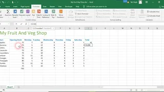 14. AutoSum Horizontally | MS - Excel Tutorial