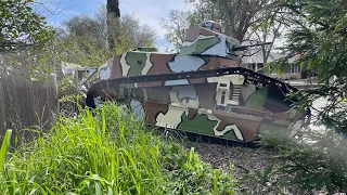 Renault FT Tank replica front yard test run.