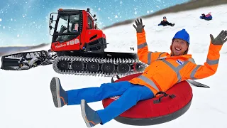Snow Tubing with Handyman Hal❄️Snow Grooming Vehicle❄️Playing in the Snow for Kids