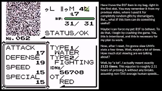 Pokémon Blue: B1F does everything... given enough time (predictable SRAM corruptions)