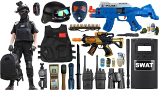 Special police weapon toy set unboxing, submachine gun, sniper gun, M416, AK47 rifle, Glock pistol