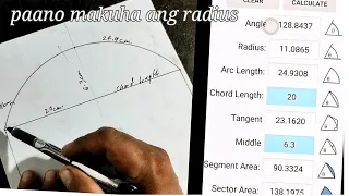 How to Find the Radius of Arc / Circle ( tagalog tutorial )