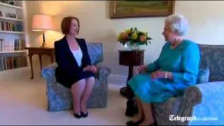 Royal tour of Australia: The Queen receives Prime Minister Julia Gillard - who still doesn't curtsy