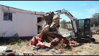 Demolishing Two Abandoned Mobile Homes STUFFED with Trash