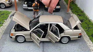 1:18 Mercedes-Benz W201 190E 2.3-16, Smoke silver - Norev Dealer Edition [Unboxing]