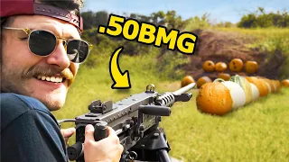 Carving Pumpkins With A .50 Cal Machine Gun...