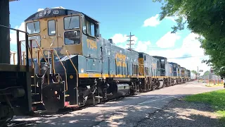 9 Locomotive Train At Weird RR Crossing!  Old B&O Signals, Trains Passing In Troy Ohio, CSX Trains