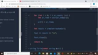 Simple array sum - Hackerrank Solution in C++ || Hackerrran  Solution || C++ tutorial for beginner