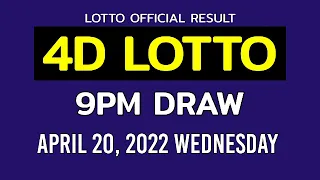 4D LOTTO RESULT TODAY 9PM DRAW Today April 20, 2022 Wednesday PCSO 4D LOTTO Evening Draw