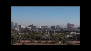 Drone footage of Las Vegas Skyline with Allegiant Stadium