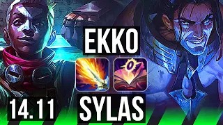 EKKO vs SYLAS (JGL) | 13/0/9, Legendary, 1000+ games | KR Master | 14.11