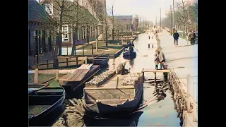 The wonderful town of Aalsmeer, capital of the Dutch flower trade in 1930 in color [A.I. colorized]