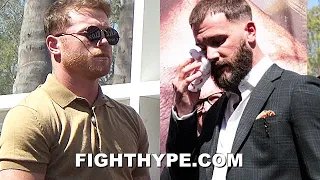 CANELO WATCHES CALEB PLANT GET CUT WORKED ON; STARES DOWN DAMAGE DONE IN HEATED BRAWL