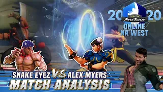 SFV CE Match Analysis: CPT Online NA West LOSERS FINAL - Snake Eyez (Kage) vs. Alex Myers (Chun-Li)