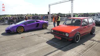 600HP Volkswagen Golf 1 GTi 16v Turbo vs Lamborghini Aventador LP700-4