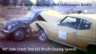 1972 Chevrolet Malibu Into 1969 Volkswagen Beetle 90° Side Crash Test (62 Km/h Closing Speed)