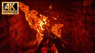 🔥 4K Cozy Fireplace (1 HOUR). Fireplace with Crackling Fire Sound. Fireplace Burning 4K