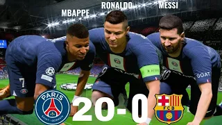 FIFA 24 - What happen  if Ronaldo Messi Neymar and mbappe play together  - PSG 50-0 BARCELONA !