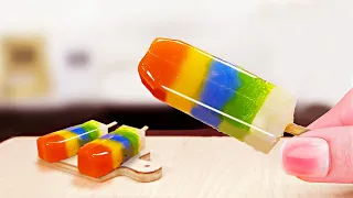Fruits Popsicles Ice Cream 🌈🍦 Freeze Miniature Rainbow Jelly Decorating | Mini Cakes Making 123 go