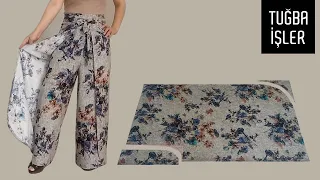 Как сшить юбку брюки и сделать выкройку (Самый легкий способ) | Tuğba İşler