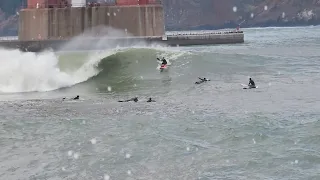 Historic Swell Switches On Fort Point Surf at the Golden Gate Bridge on Dec 28, 2023